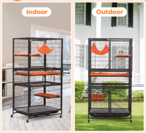Outdoor cat enclosure is for indoor and outdoor.